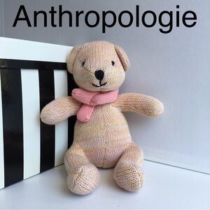 Anthropologie Small Stuffed Pink Glitter Bear 6”